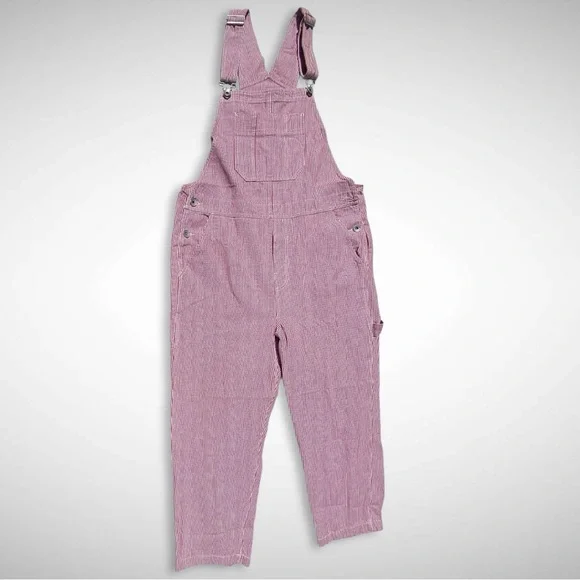 Brixton Christina Red White Checkerboard Denim Carpenter Overall Work Wear large - Picture 12 of 16